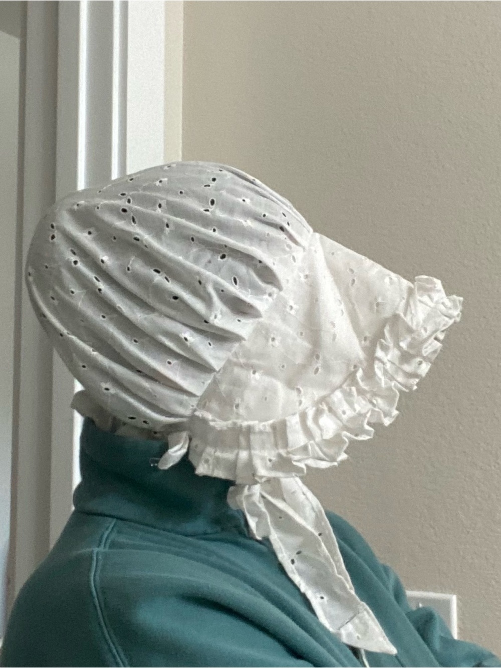 Vintage adult White Eyelet Ruffle Sun Bonnet